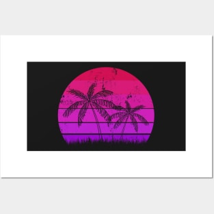 Synthwave Sunset Palm Trees Posters and Art